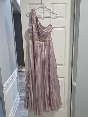 Fashion Nova Lavender Metallic Pleated Maxi Dress